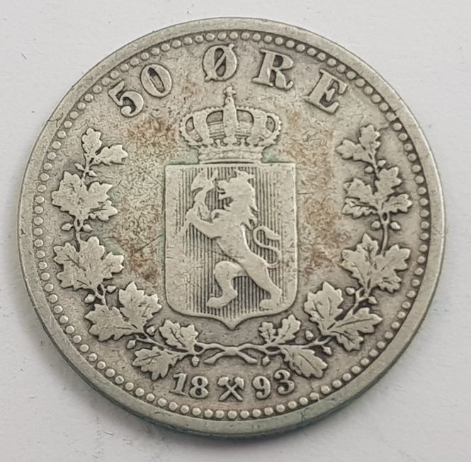 Hovedbilde 50 øre 1893 kv. 1/1- (nr. 2)