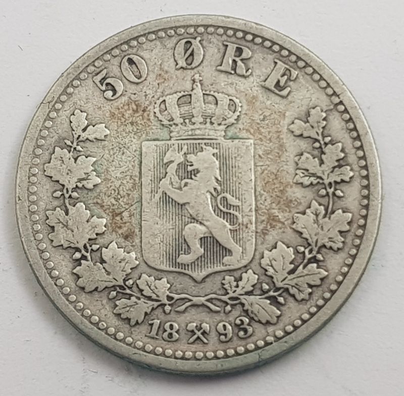 50 øre 1893 kv. 1/1- (nr. 2)