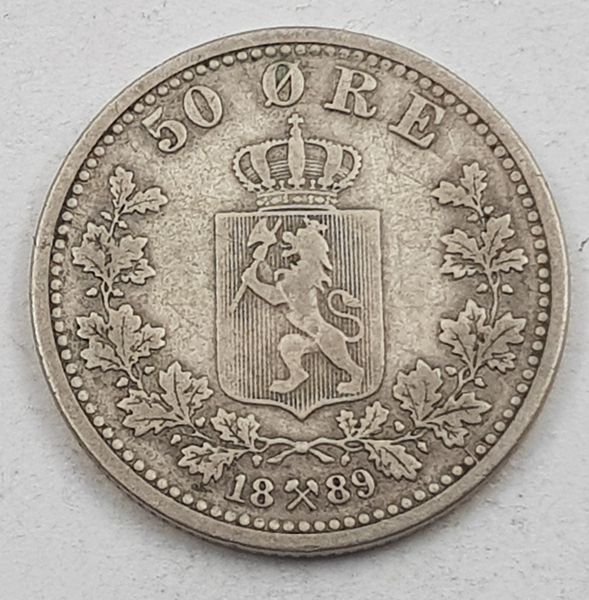 Hovedbilde 50 øre 1889 kv. svak 1