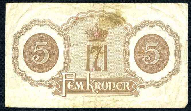 Hovedbilde 5 kr London 1944 X987289 kv. 1-/2