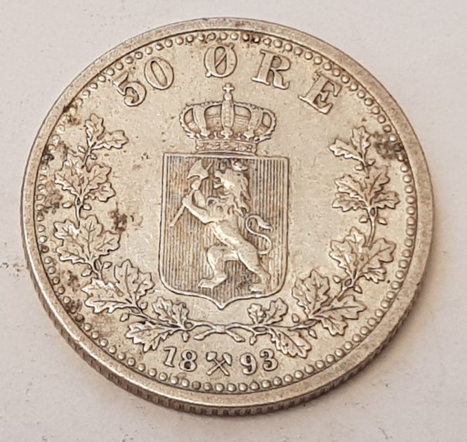 Hovedbilde 50 øre 1893 kv. 1+