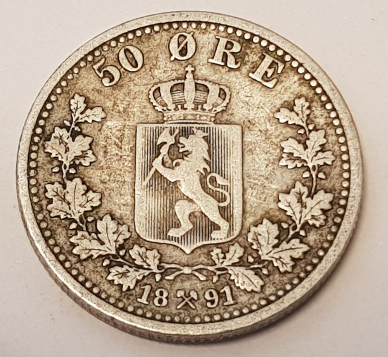 50 øre 1891 kv. svak 1