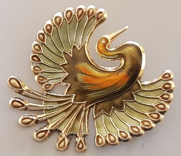 Hovedbilde Påfugl brosje i 925 Sølv med flerfarget emalje ...