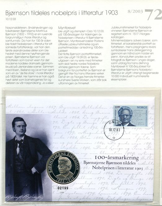 Hovedbilde Samlerhuset Nr 72. - Bjørnson tildeles nobelspris ...