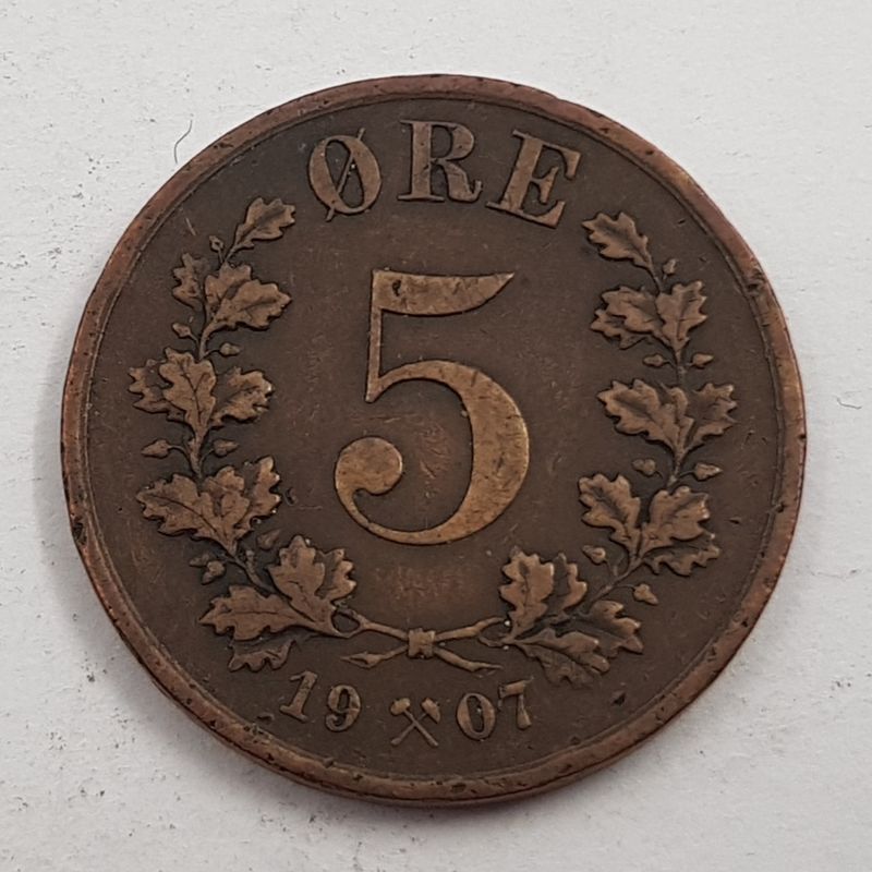 5 øre 1907 kv. 1 (nr.1)