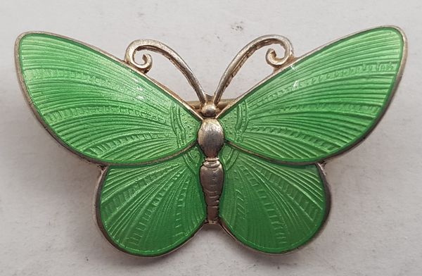 Hovedbilde Brosje: Sommerfugl i grønn emalje i 925 S av ...