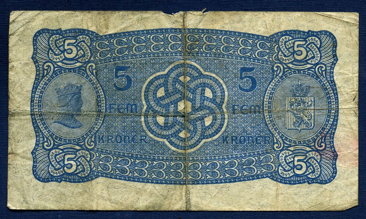 5 kr 1929 L.7254819 kv. 2 (lukefyller)