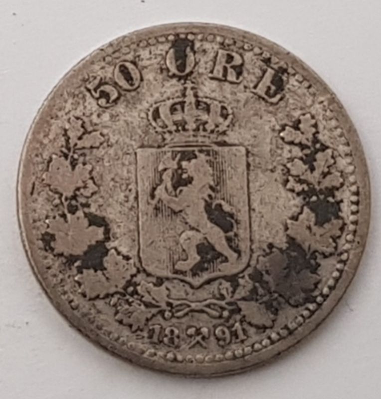 50 øre 1891 kv. 1/1-